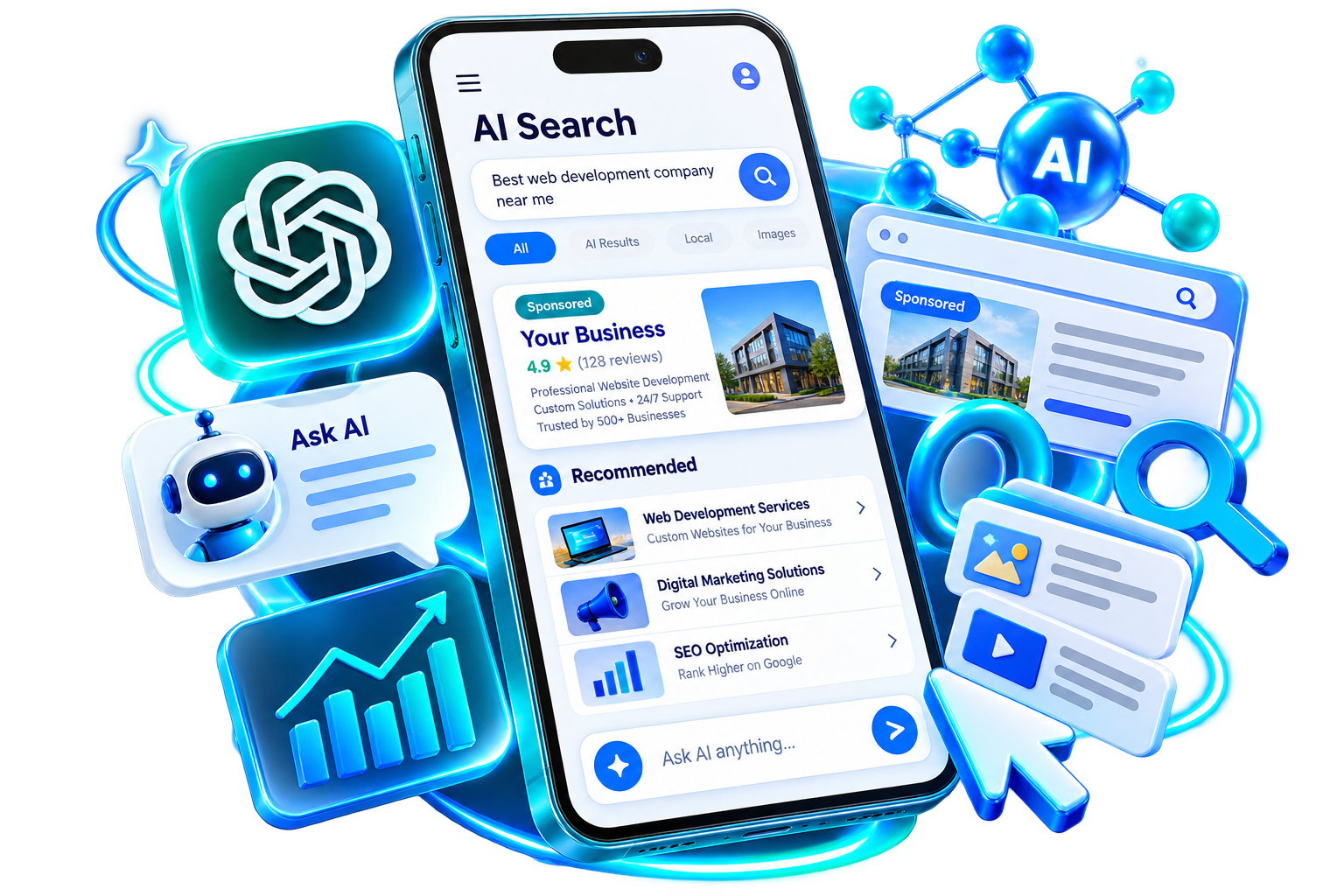 ChatGPT ads and AI search service visual