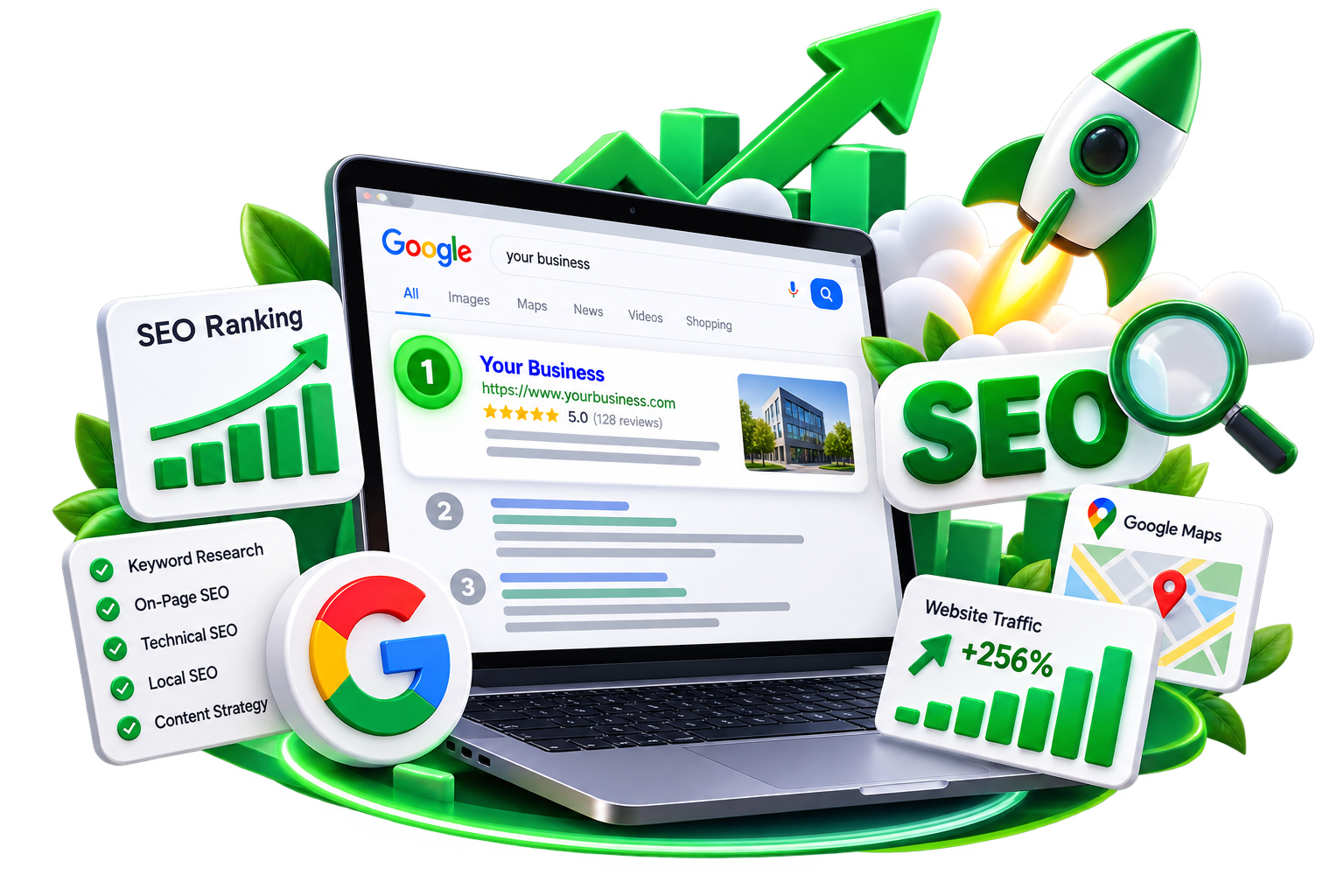 SEO and Google ranking service visual